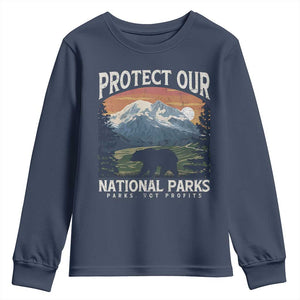Protect Our National Parks Youth Sweatshirt Vintage NPS Bear Mountains TS10 Navy Print Your Wear