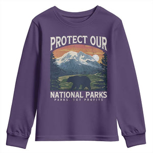 Protect Our National Parks Youth Sweatshirt Vintage NPS Bear Mountains TS10 Purple Print Your Wear