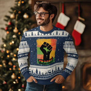 Burkina Faso Ibrahim Traoré Ugly Christmas Sweater TS10 Navy Beige Print Your Wear
