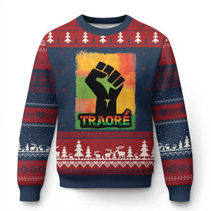 Burkina Faso Ibrahim Traoré Ugly Christmas Sweater TS10 Navy Red Print Your Wear
