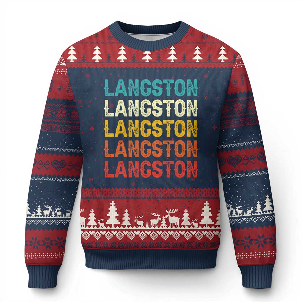 Langston Ugly Christmas Sweater Oklahoma Retro Vintage City