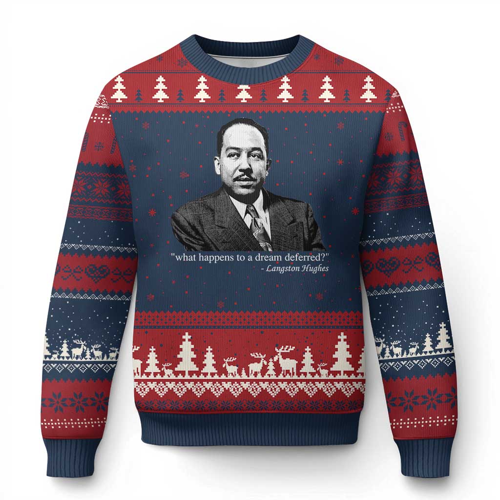 Langston Hughes Ugly Christmas Sweater A Dream Deferred Juneteenth Black History Civil Right TS10 Navy Red Print Your Wear