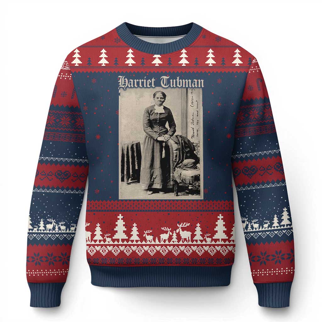 Harriet Tubman Ugly Christmas Sweater Juneteenth Black History Freedom TS10 Navy Red Print Your Wear