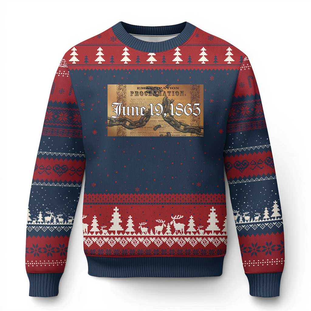 Juneteenth Emancipation Proclamation End of Slavery Ugly Christmas Sweater Black Freedom History TS10 Navy Red Print Your Wear