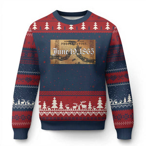 Juneteenth Emancipation Proclamation End of Slavery Ugly Christmas Sweater Black Freedom History TS10 Navy Red Print Your Wear