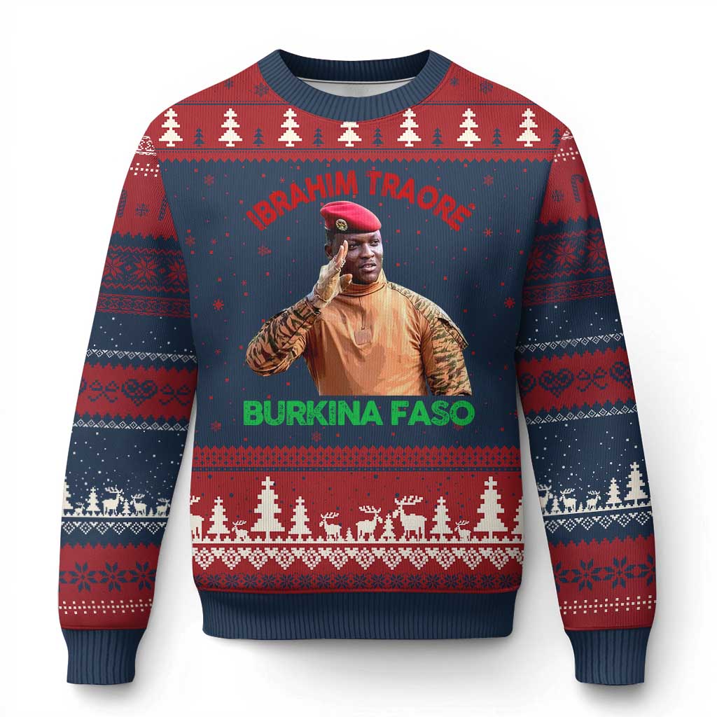 Burkina Faso Ibrahim Traoré Thomas Sankara Ugly Christmas Sweater TS10 Navy Red Print Your Wear