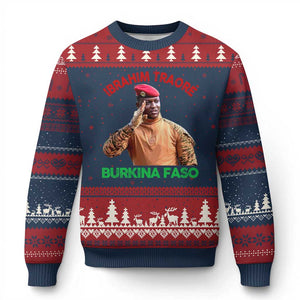 Burkina Faso Ibrahim Traoré Thomas Sankara Ugly Christmas Sweater TS10 Navy Red Print Your Wear
