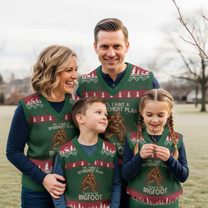 Bigfoot Retirement Plan V-Neck Knit Sweater Vest Funny Saying Sasquatch Research TS10 Red Green Print Your Wear