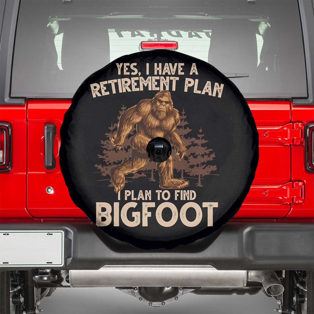 Bigfoot Retirement Plan Spare Tire Cover Funny Saying Sasquatch Research TS10 Black Print Your Wear