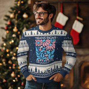 Trans Rights Ugly Christmas Sweater Protect Trans Social Justice LGBT TS10 Navy Beige Print Your Wear