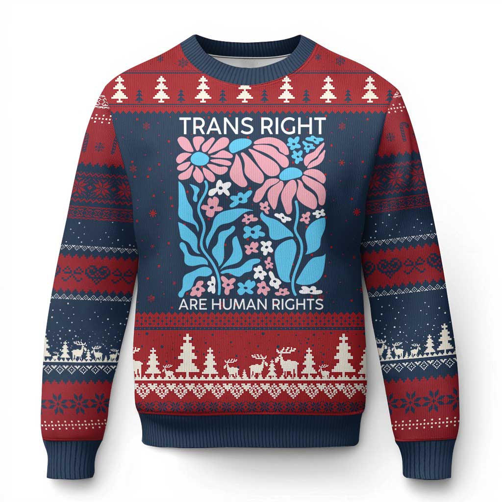 Trans Rights Ugly Christmas Sweater Protect Trans Social Justice LGBT TS10 Navy Red Print Your Wear