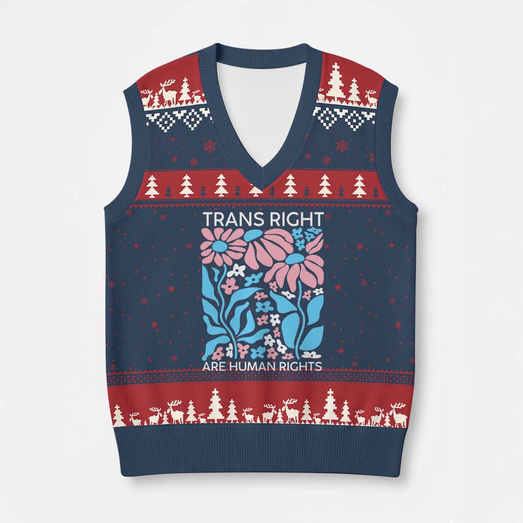 Trans Rights V-Neck Knit Sweater Vest Protect Trans Social Justice LGBT TS10 Navy Red Print Your Wear