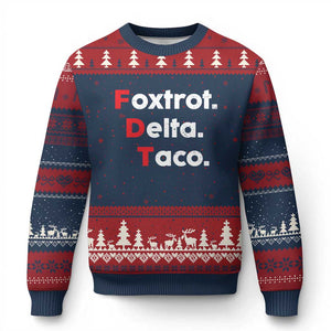 Foxtrot Delta Taco Ugly Christmas Sweater Subtle FDT Resist TS10 Navy Red Print Your Wear