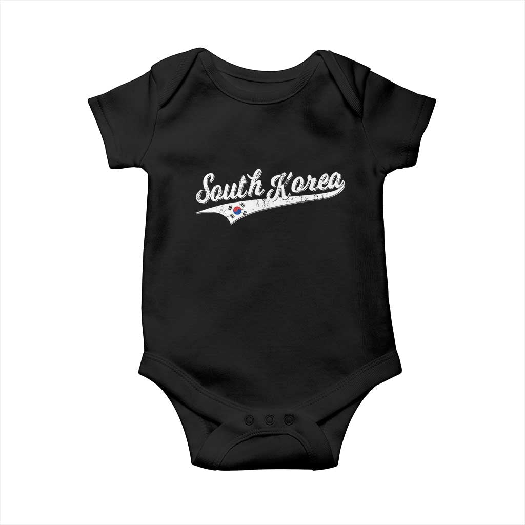 South Korea Baby Onesie Retro Script Sport Korean Flag TS10 Black Print Your Wear