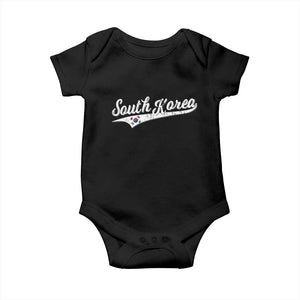 South Korea Baby Onesie Retro Script Sport Korean Flag TS10 Black Print Your Wear