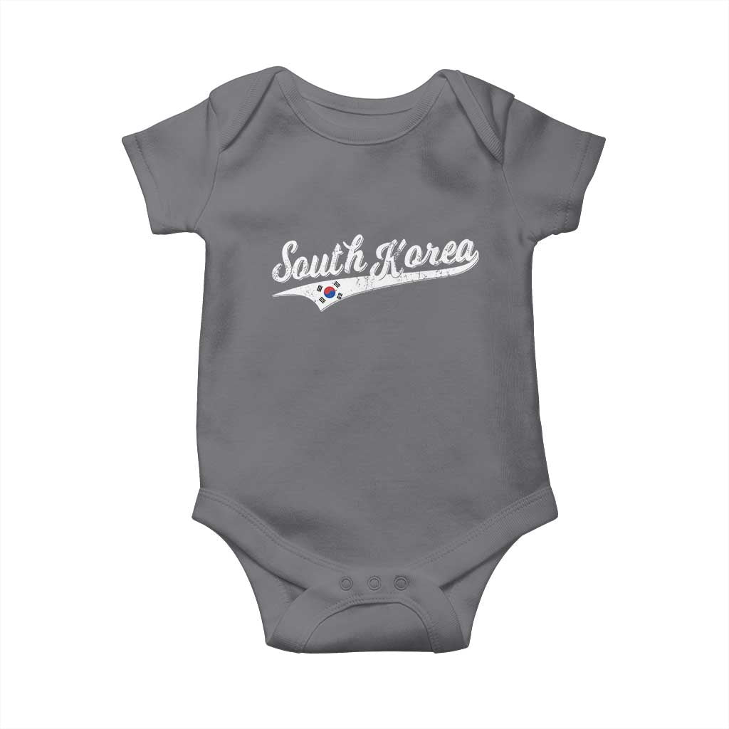 South Korea Baby Onesie Retro Script Sport Korean Flag TS10 Charcoal Print Your Wear