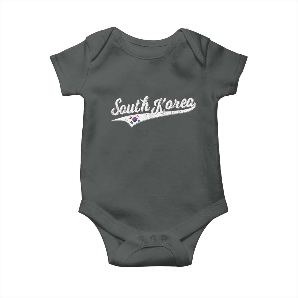 South Korea Baby Onesie Retro Script Sport Korean Flag TS10 Dark Heather Print Your Wear