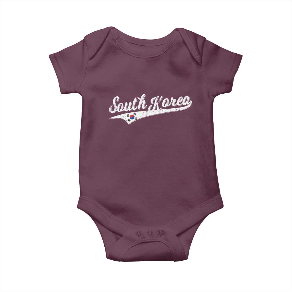 South Korea Baby Onesie Retro Script Sport Korean Flag TS10 Maroon Print Your Wear