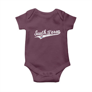 South Korea Baby Onesie Retro Script Sport Korean Flag TS10 Maroon Print Your Wear