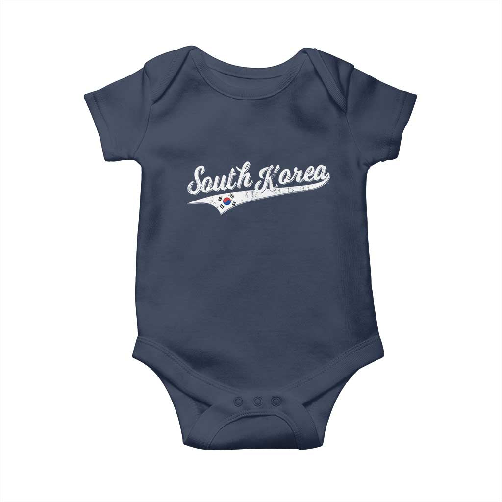 South Korea Baby Onesie Retro Script Sport Korean Flag TS10 Navy Print Your Wear