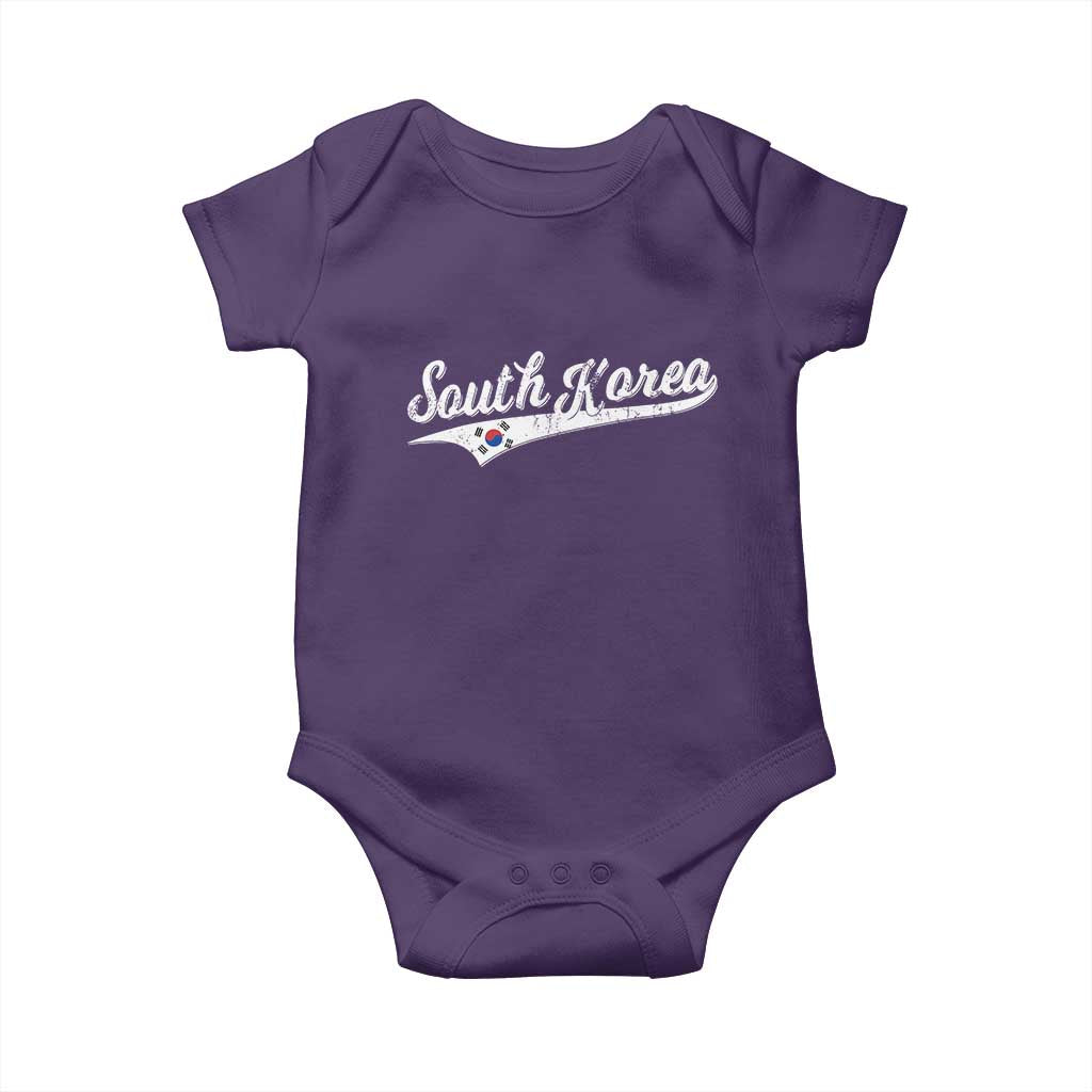 South Korea Baby Onesie Retro Script Sport Korean Flag TS10 Purple Print Your Wear