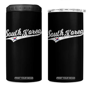 South Korea 4 in 1 Can Cooler Tumbler Retro Script Sport Korean Flag TS10 One Size: 16 oz Black Print Your Wear