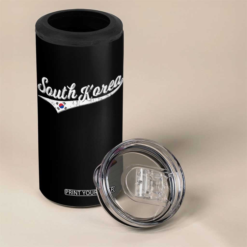 South Korea 4 in 1 Can Cooler Tumbler Retro Script Sport Korean Flag TS10 Print Your Wear