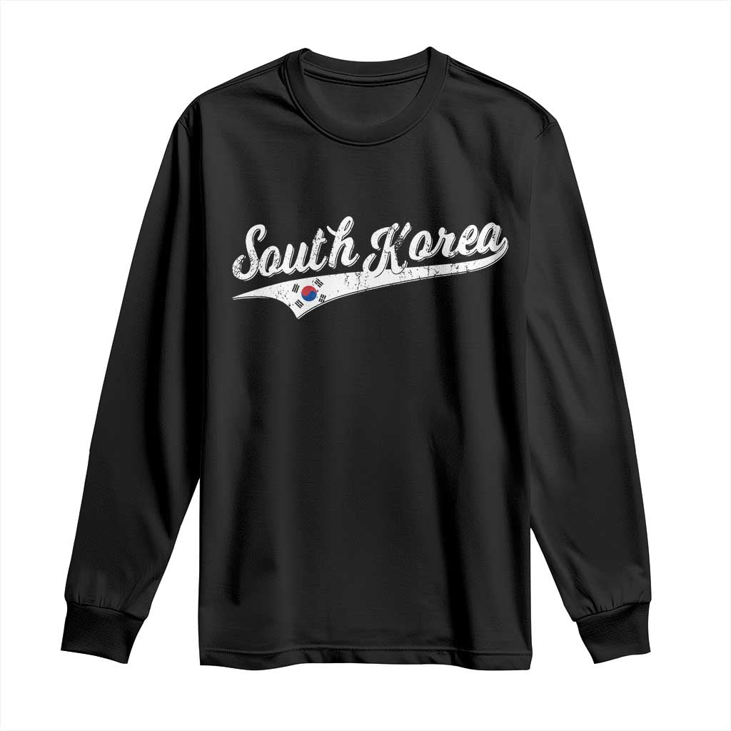 South Korea Long Sleeve Shirt Retro Script Sport Korean Flag TS10 Black Print Your Wear
