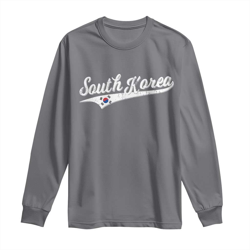 South Korea Long Sleeve Shirt Retro Script Sport Korean Flag TS10 Charcoal Print Your Wear