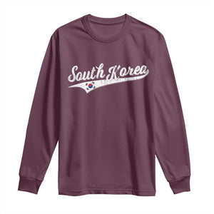 South Korea Long Sleeve Shirt Retro Script Sport Korean Flag TS10 Maroon Print Your Wear