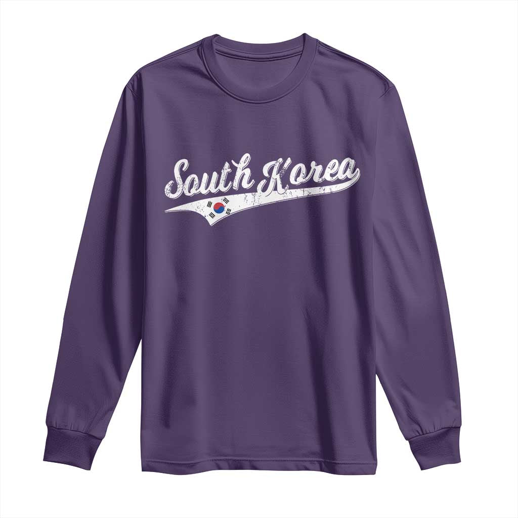 South Korea Long Sleeve Shirt Retro Script Sport Korean Flag TS10 Purple Print Your Wear