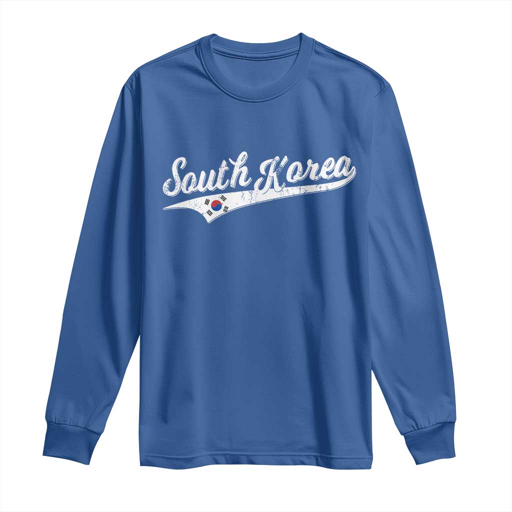 South Korea Long Sleeve Shirt Retro Script Sport Korean Flag TS10 Royal Blue Print Your Wear