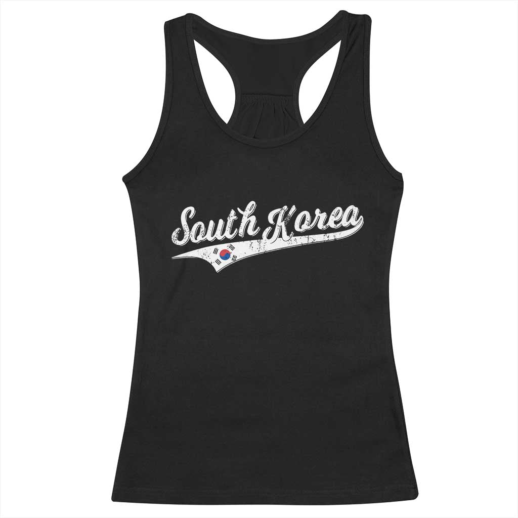 South Korea Racerback Tank Top Retro Script Sport Korean Flag TS10 Black Print Your Wear