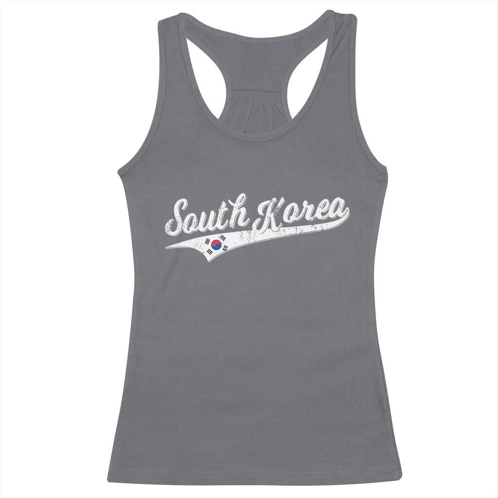 South Korea Racerback Tank Top Retro Script Sport Korean Flag TS10 Charcoal Print Your Wear