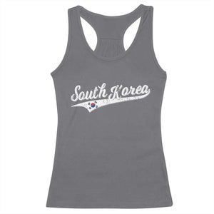 South Korea Racerback Tank Top Retro Script Sport Korean Flag TS10 Charcoal Print Your Wear