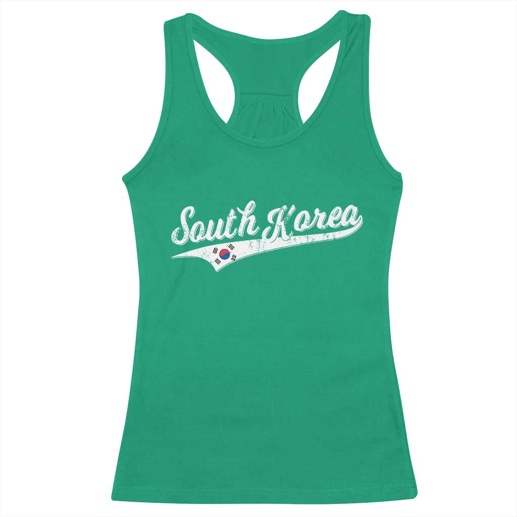 South Korea Racerback Tank Top Retro Script Sport Korean Flag TS10 Irish Green Print Your Wear