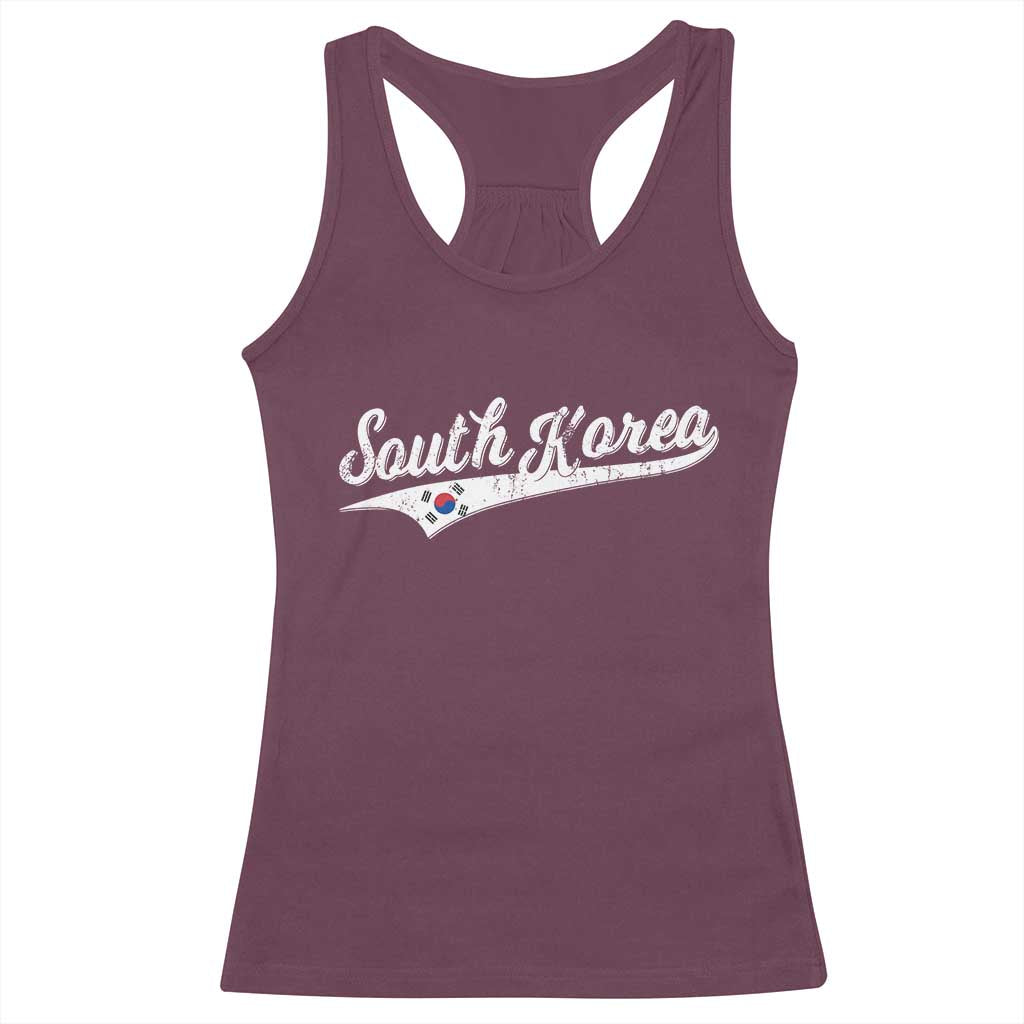 South Korea Racerback Tank Top Retro Script Sport Korean Flag TS10 Maroon Print Your Wear