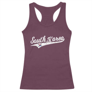 South Korea Racerback Tank Top Retro Script Sport Korean Flag TS10 Maroon Print Your Wear