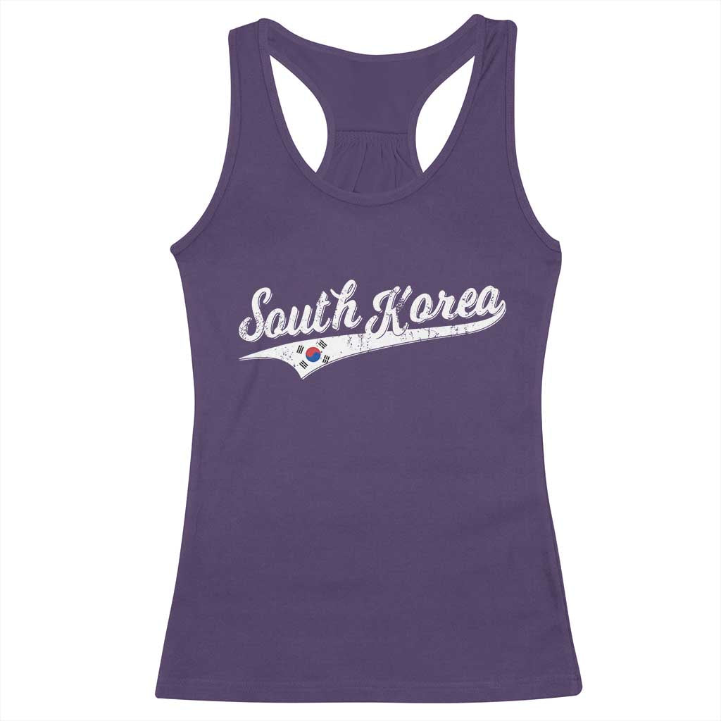 South Korea Racerback Tank Top Retro Script Sport Korean Flag TS10 Purple Print Your Wear
