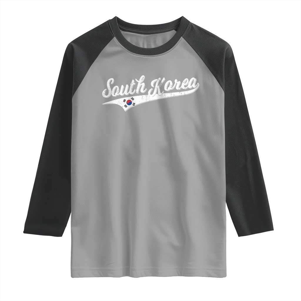South Korea Raglan Shirt Retro Script Sport Korean Flag TS10 Sport Gray Black Print Your Wear