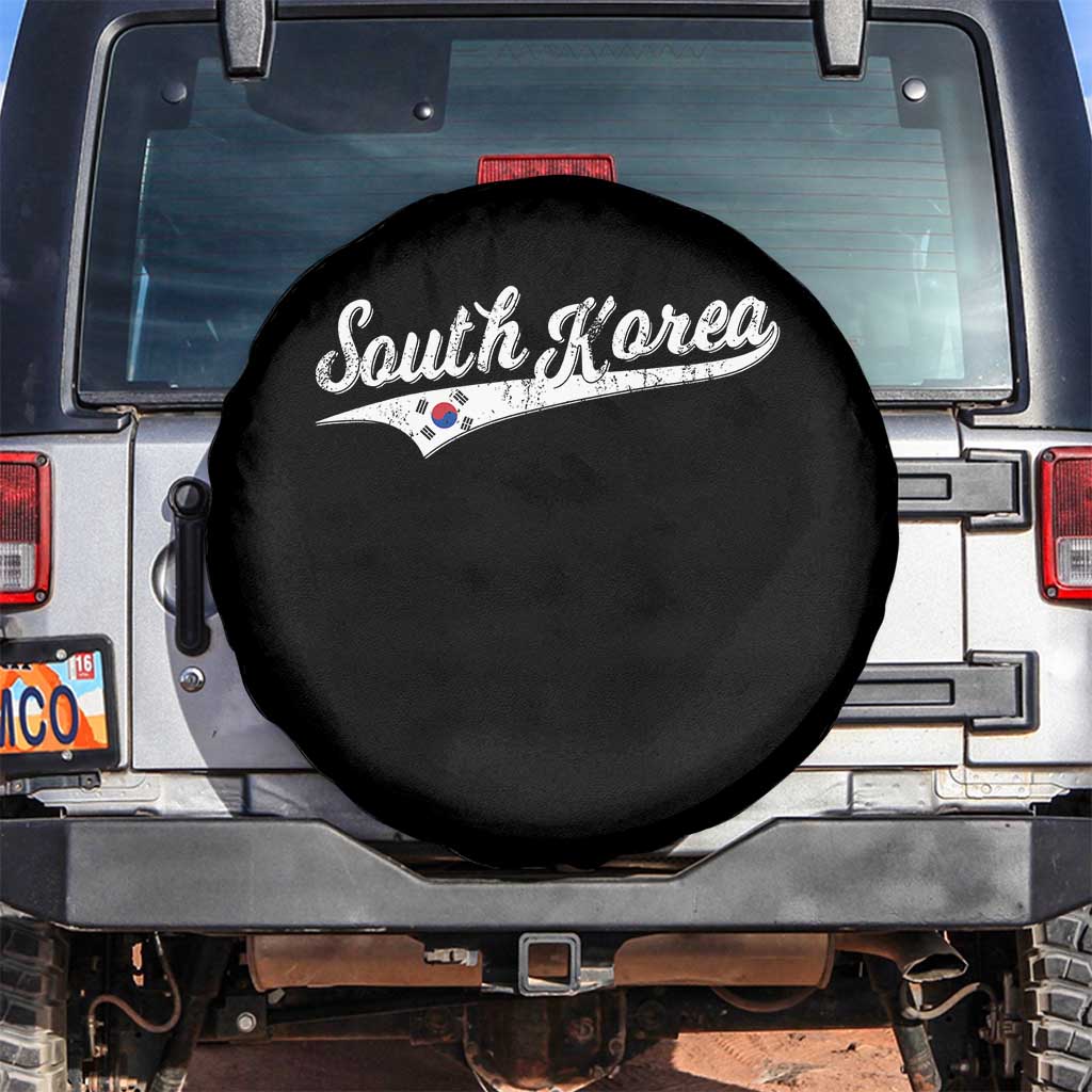 South Korea Spare Tire Cover Retro Script Sport Korean Flag TS10 No hole Black Print Your Wear