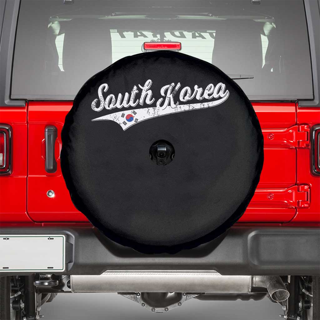 South Korea Spare Tire Cover Retro Script Sport Korean Flag TS10 Black Print Your Wear