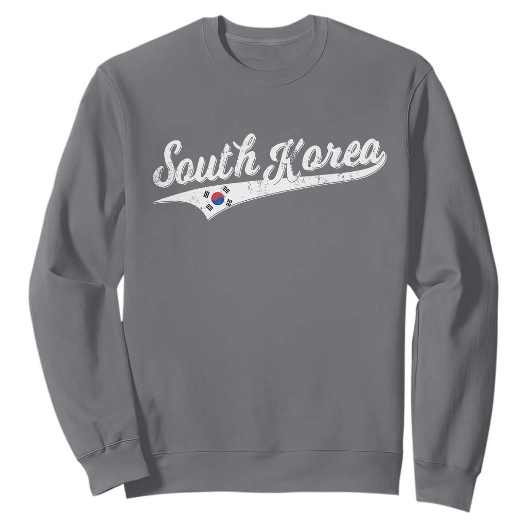 South Korea Sweatshirt Retro Script Sport Korean Flag TS10 Charcoal Print Your Wear