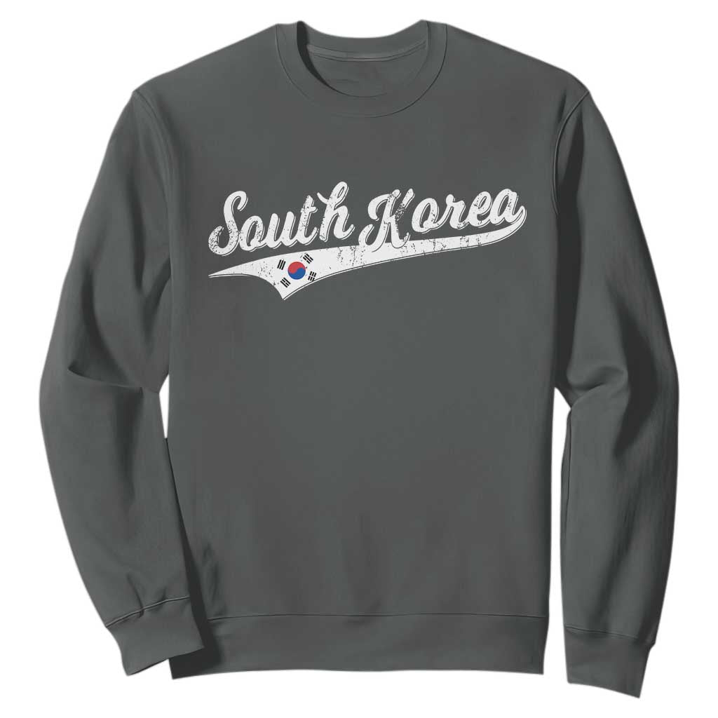 South Korea Sweatshirt Retro Script Sport Korean Flag TS10 Dark Heather Print Your Wear