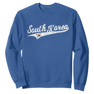 South Korea Sweatshirt Retro Script Sport Korean Flag TS10 Royal Blue Print Your Wear