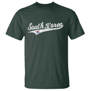 South Korea T Shirt Retro Script Sport Korean Flag TS10 Dark Forest Green Print Your Wear