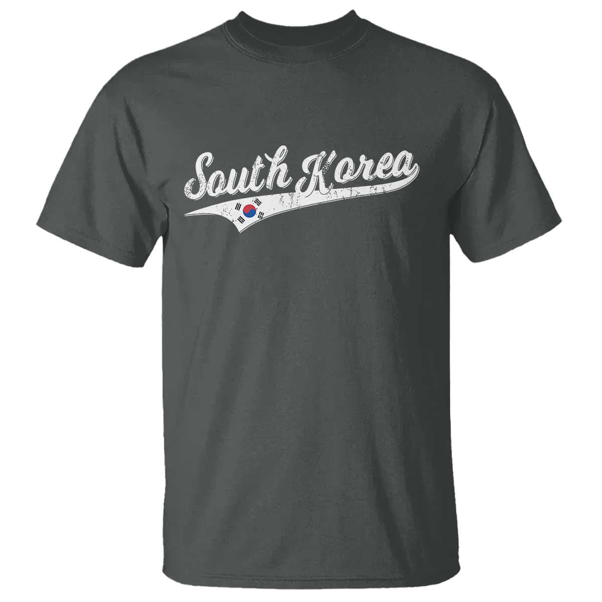 South Korea T Shirt Retro Script Sport Korean Flag TS10 Dark Heather Print Your Wear
