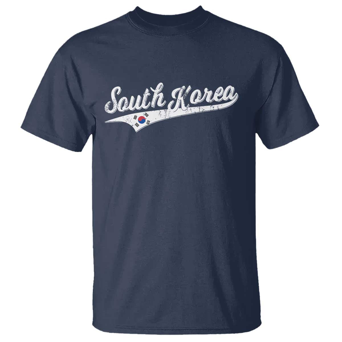 South Korea T Shirt Retro Script Sport Korean Flag TS10 Navy Print Your Wear