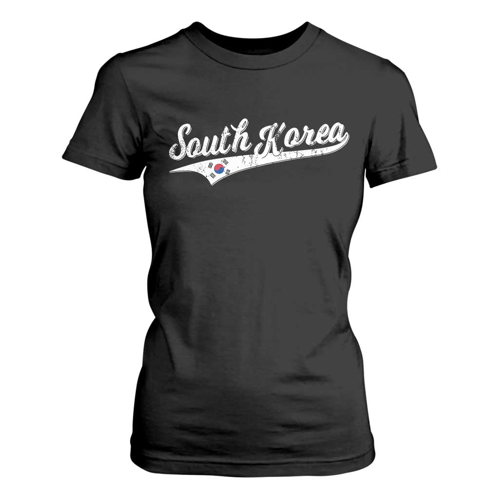 South Korea T Shirt For Women Retro Script Sport Korean Flag TS10 Black Print Your Wear