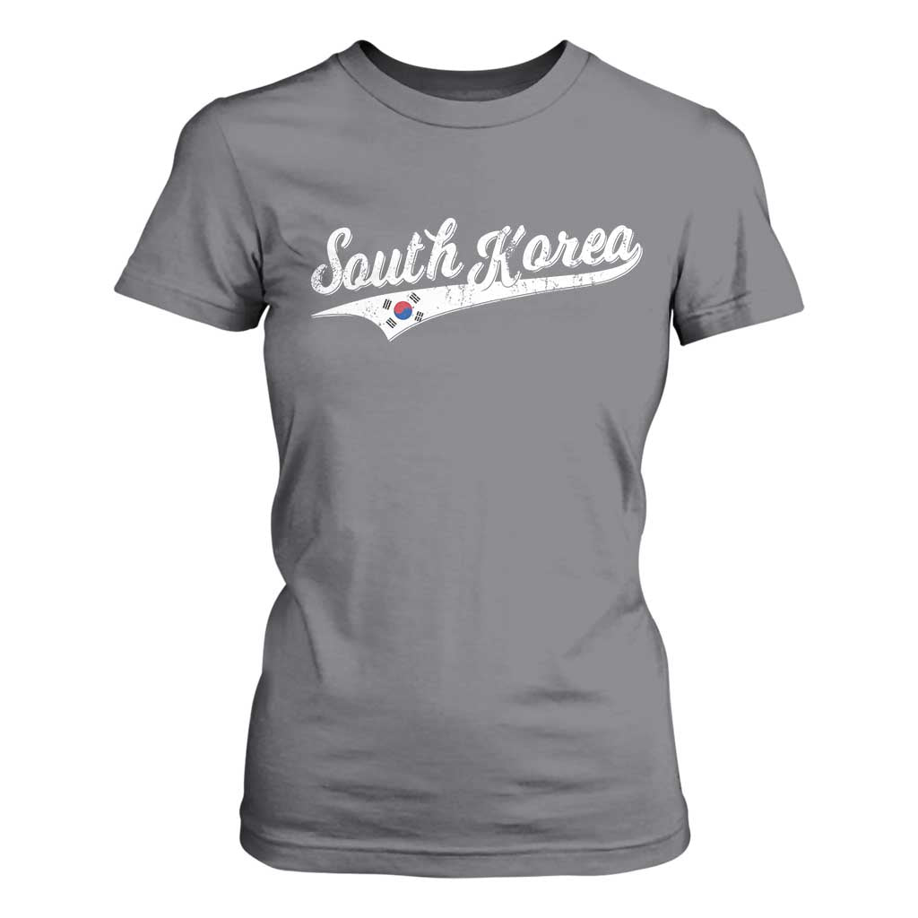 South Korea T Shirt For Women Retro Script Sport Korean Flag TS10 Charcoal Print Your Wear
